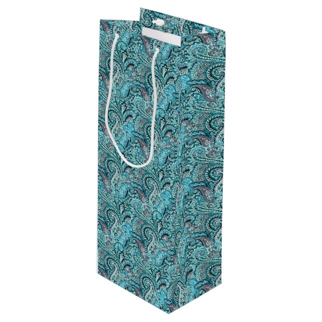 Sacola Para Vinho Clássico de Paisley Wine Gift Bag (Frente inclinada)