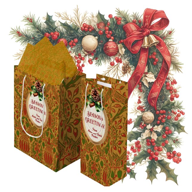 Sacola Para Vinho Clássico Elegante William Morris Personalizado (Personalize these gift bags for easy gift giving!)