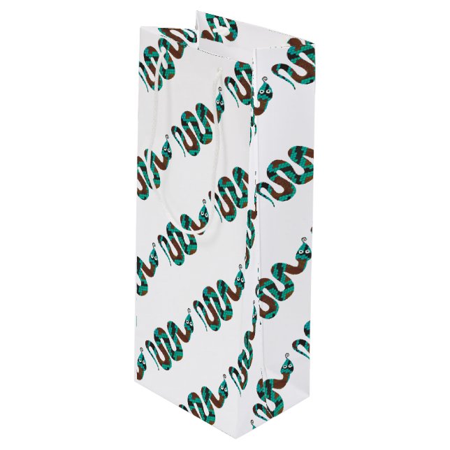 Sacola Para Vinho Cobra Brown e Teal Impressão Silhouette (Frente inclinada)