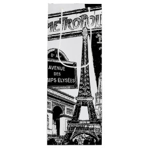 Sacola Para Vinho Colagem legal de ilustrações da foto de Paris
