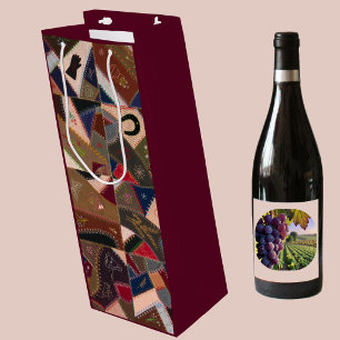 Sacola Para Vinho Colcha Vintage de Remendo Maluco Colorida Elegante