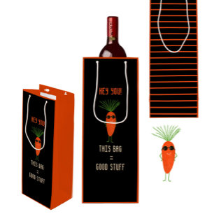 Sacola Para Vinho Coleção de Cenoura Legal Preta