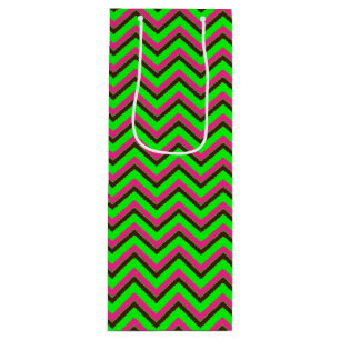 Sacola Para Vinho Coll.-CHEVRON 07-VINHO SACO GIFT Pink-Neon-Brown