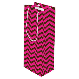 Sacola Para Vinho Coll.-CHEVRON 13-VINHO SACO GIFT Pink-Neon-Brown