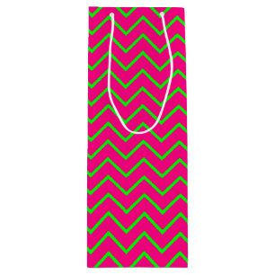 Sacola Para Vinho Coll.-CHEVRON 14-VINHO SACO GIFT Pink-Neon-Brown