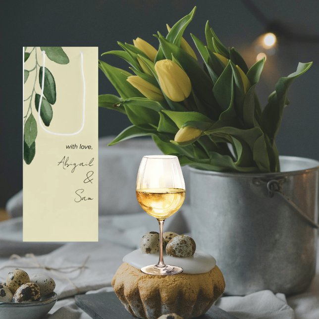 Sacola Para Vinho Com Nomes Personalizados de Amor Casamento Amarelo (Criador carregado)