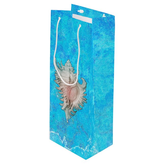 Sacola Para Vinho Conch Shell "Beach Life" (Frente inclinada)