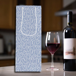 Sacola Para Vinho Coração Azul Moderno