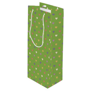 Sacola Para Vinho Corações de polca em verde-verde