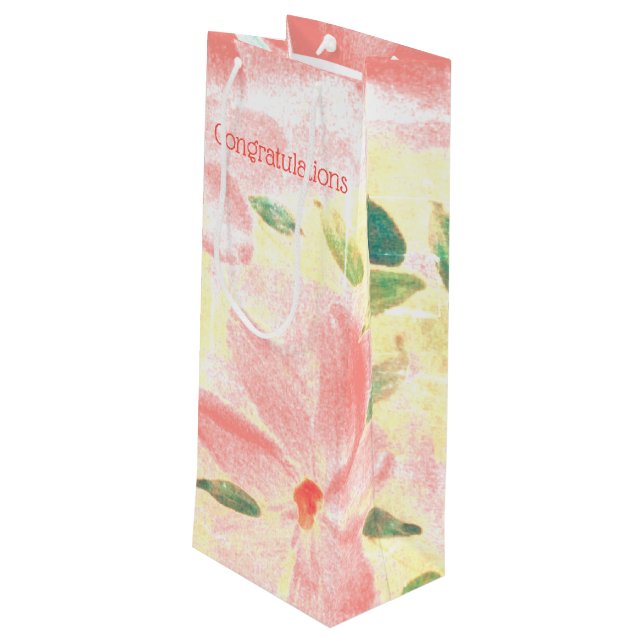 Sacola Para Vinho Coral bonito Designer Flor (Verso inclinado)