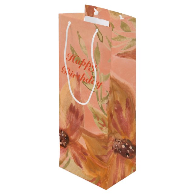 Sacola Para Vinho Coral Com Pêssego Flor (Verso inclinado)