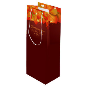 Sacola Para Vinho Correspondência Ação de Graças Laranja Nome An