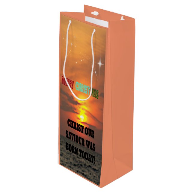 Sacola Para Vinho Cristo Nosso Salvador Foi Nascer Hoje (Frente inclinada)