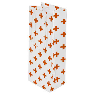 Sacola Para Vinho Cruz de polca laranja no branco