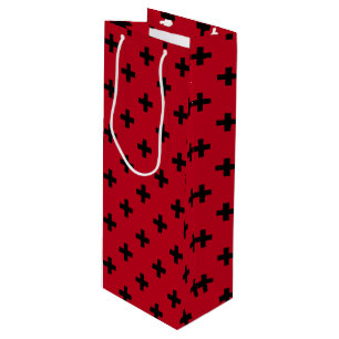 Sacola Para Vinho Cruzes pretas de bolinhas em vermelho