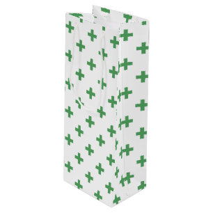 Sacola Para Vinho Cruzes verdes da polca no branco