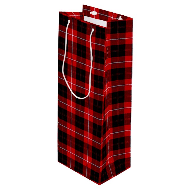 Sacola Para Vinho Cunningham Tartan Red Xadrez Negra (Frente inclinada)