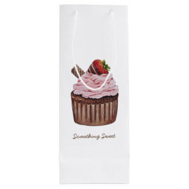 Sacola Para Vinho Cupcake De Morango Cujo Cama É Em Aquarela