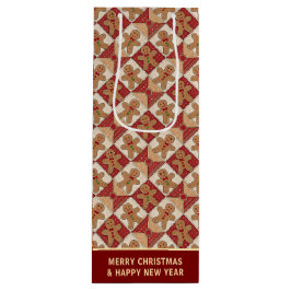 Sacola Para Vinho Cute Gingerbread Man Patchwork Pattern Custom