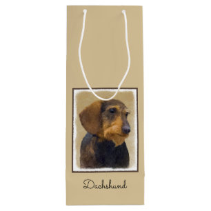 Sacola Para Vinho Dachshund (Wirehaired) Pintura Original para Cacho