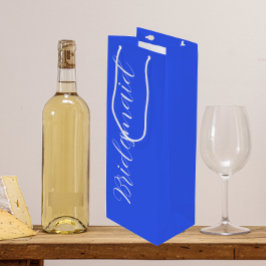 Sacola Para Vinho Dama de Honra Azul Real Estilo de Letra