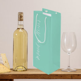 Sacola Para Vinho Dama de Honra com Letra Estilizada em Seafoam