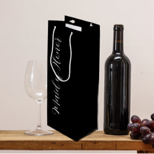 Sacola Para Vinho Dama de Honra com Letra Estilizada Preta