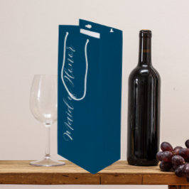 Sacola Para Vinho Dama de Honra em Azul Turquesa com Letra Estilizad