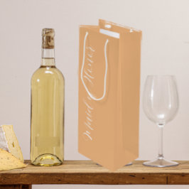 Sacola Para Vinho Dama de Honra em Caligrafia Estilizada Pêssego