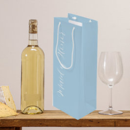 Sacola Para Vinho Dama de Honra em Letra Estilizada Azul Claro
