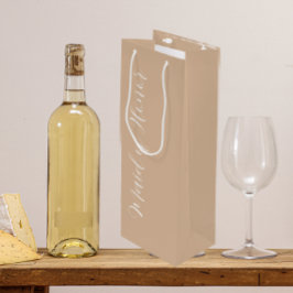 Sacola Para Vinho Dama de Honra em Letra Estilizada Bege