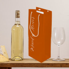 Sacola Para Vinho Dama de Honra em Letra Estilizada Laranja Queimada