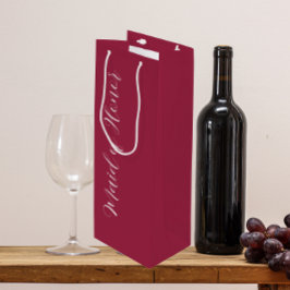 Sacola Para Vinho Dama de Honra em Letra Estilizada Vermelho Vinho