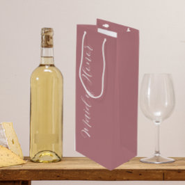 Sacola Para Vinho Dama de Honra em Script Estilizado Rosa Empoeirado