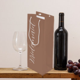 Sacola Para Vinho Dama de Honra Mocha Script Estilizado Casamento