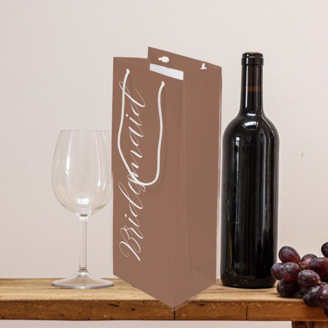 Sacola Para Vinho Dama de Honra Mocha Script Estilizado Casamento (In Situ)