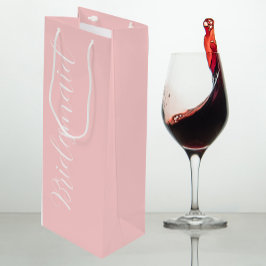 Sacola Para Vinho Dama de Honra Rosa Desbotado Grafia Estilizada Cas
