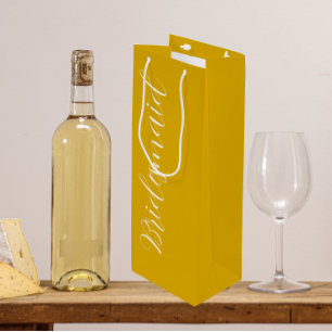 Sacola Para Vinho Damas de Casamento com Letra Estilizada em Amarelo