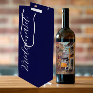 Sacola Para Vinho Damas de Honra Azul-Marinho Estilo de Letra Estili