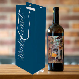 Sacola Para Vinho Damas de Honra Casamento Azul Turquesa Estilizado