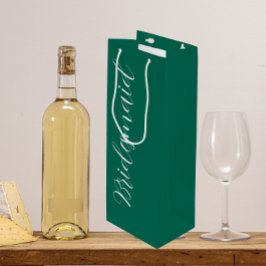 Sacola Para Vinho Damas de Honra Casamento Emergente Verde Script
