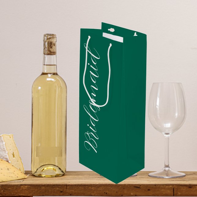 Sacola Para Vinho Damas de Honra Casamento Emergente Verde Script (In Situ)