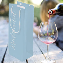 Sacola Para Vinho Damas de Honra em Azul Claro com Letra Estilizada