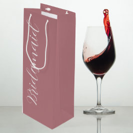 Sacola Para Vinho Damas de Honra em Rosa Empoeirado com Letra Estili