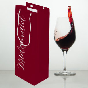 Sacola Para Vinho Damas de Honra Vermelho Cranberry Estilo de Letra