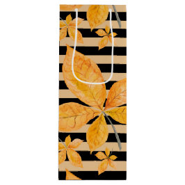 SACOLA PARA VINHO DÉCADAS DE FOLHAS DE LARANJA E AMARELO