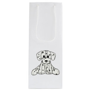 Sacola Para Vinho Desenho simples de um cão dalmata de pelúcia em pr