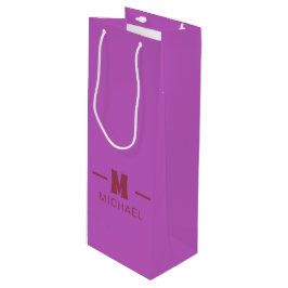 Sacola Para Vinho Design de Monograma Minimalista Elegante em Rosa e