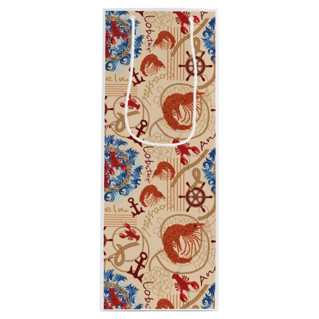 Sacola Para Vinho Design de núcleo do Crustáceo (Frente)