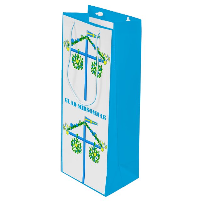 Sacola Para Vinho design escandinava,Midsommar Glad Personalizado (Frente inclinada)